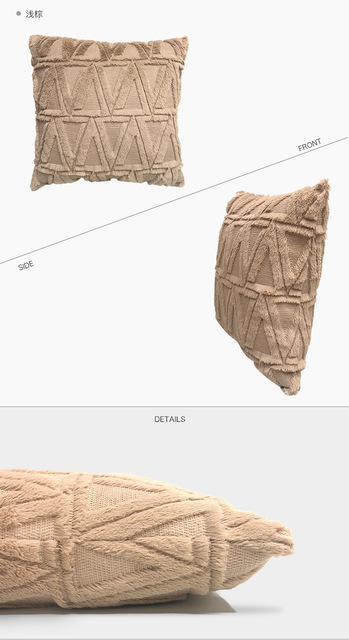 Miękka pluszowa poduszka z geometrycznym wzorem, obicie na poduszki 45x45cm, solidny kolor, zamek błyskawiczny, poszewka dekoracyjna do sofy - Wianko - 8