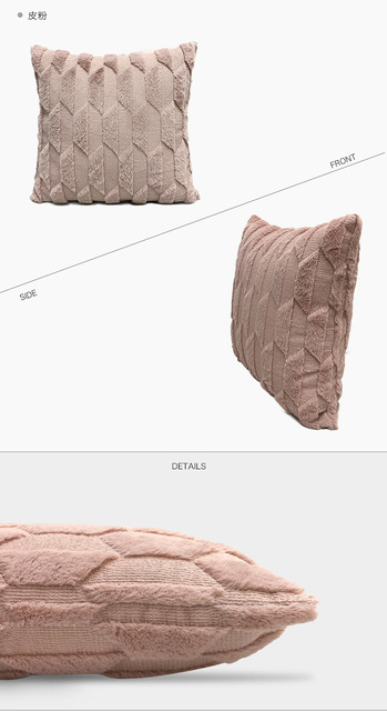 Miękka pluszowa poduszka z geometrycznym wzorem, obicie na poduszki 45x45cm, solidny kolor, zamek błyskawiczny, poszewka dekoracyjna do sofy - Wianko - 10