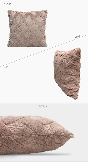 Miękka pluszowa poduszka z geometrycznym wzorem, obicie na poduszki 45x45cm, solidny kolor, zamek błyskawiczny, poszewka dekoracyjna do sofy - Wianko - 14
