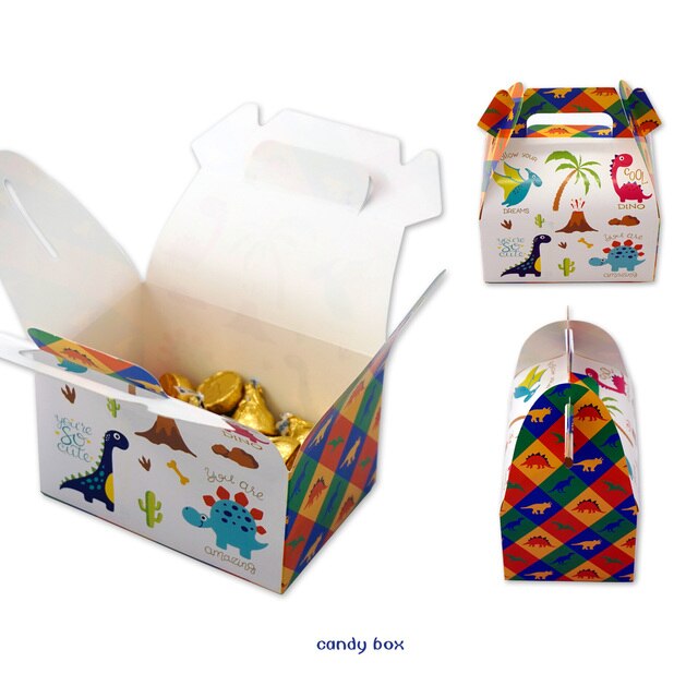 Pudełko na prezenty z 6 sztukami cukierków, w kształcie ciasta, dla dzieci w motywie dinozaurów, idealne na urodziny i przyjęcia, dla niemowląt i dekoracji - Wianko - 5