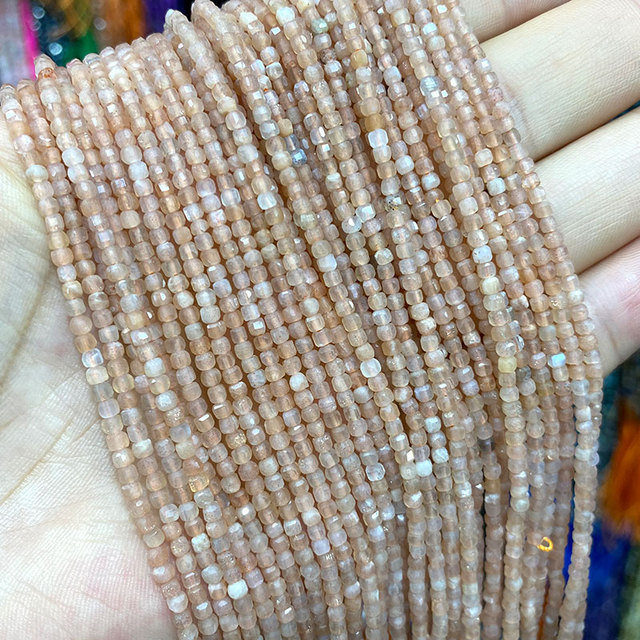 Kwadratowe koraliki z kamienia naturalnego Sunstone AAA 2.5-3MM do tworzenia biżuterii DIY - 15'' - Wianko - 3