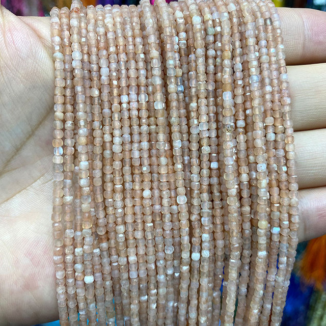 Kwadratowe koraliki z kamienia naturalnego Sunstone AAA 2.5-3MM do tworzenia biżuterii DIY - 15'' - Wianko - 2