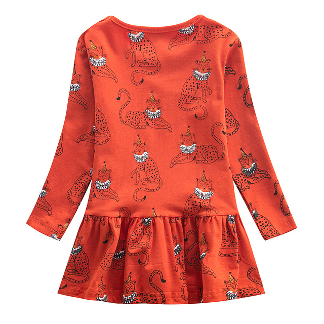 Sukienka bawełniana dla dziewczynek z długim rękawem - Jesienne/Zimowe zwierzęta kreskówkowe - Wianko - 8