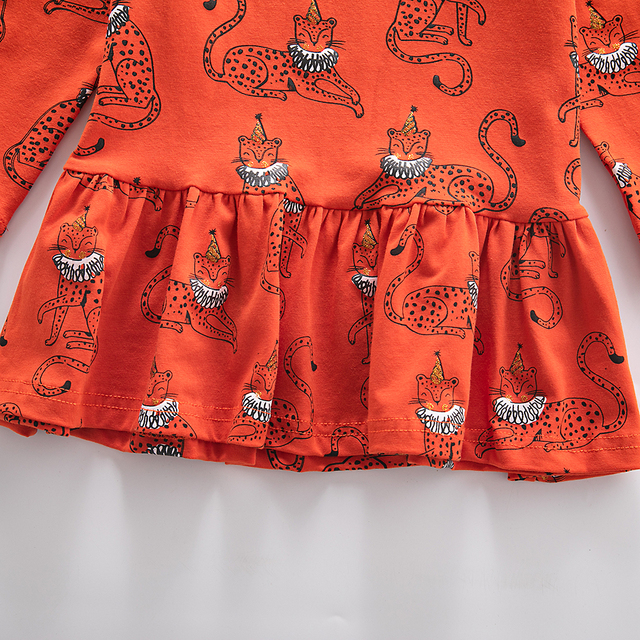 Sukienka bawełniana dla dziewczynek z długim rękawem - Jesienne/Zimowe zwierzęta kreskówkowe - Wianko - 10