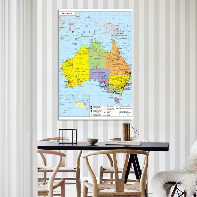 Mapa transportu Australii w języku francuskim - obraz na płótnie 150x225 cm - Wianko - 2