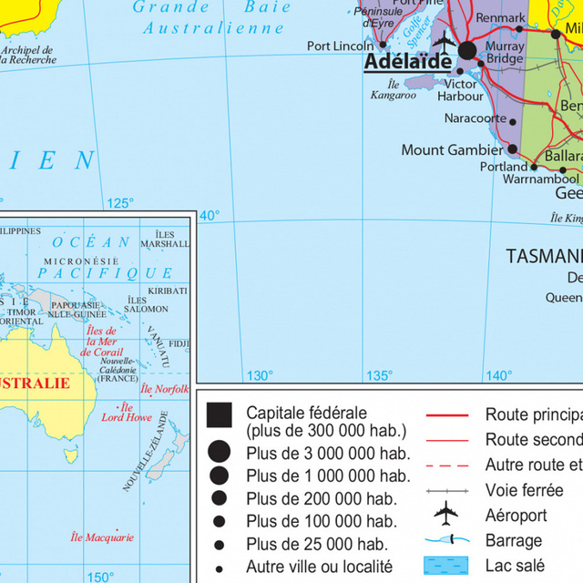 Mapa transportu Australii w języku francuskim - obraz na płótnie 150x225 cm - Wianko - 5