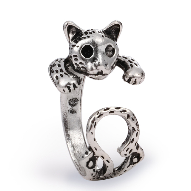Regulowany pierścionek zwierząt z motywem królika, delfina i hipisowskiego stylu vintage, wykonany ręcznie z posrebrzanymi knuckles – prezent biżuteryjny dla kobiet i dziewcząt - Wianko - 18