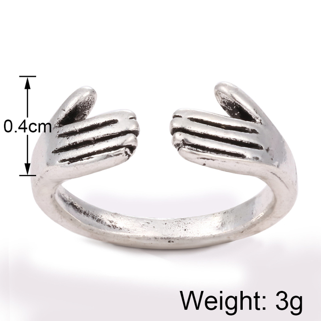 Regulowany pierścionek zwierząt z motywem królika, delfina i hipisowskiego stylu vintage, wykonany ręcznie z posrebrzanymi knuckles – prezent biżuteryjny dla kobiet i dziewcząt - Wianko - 79