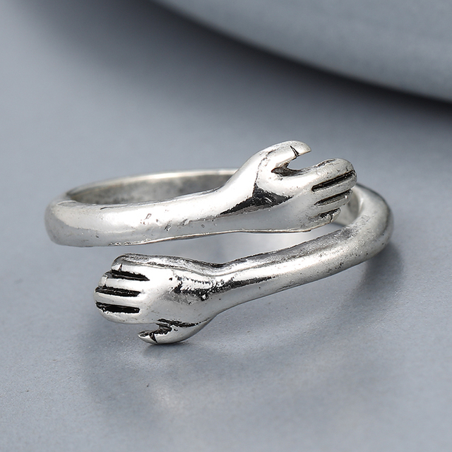 Regulowany pierścionek zwierząt z motywem królika, delfina i hipisowskiego stylu vintage, wykonany ręcznie z posrebrzanymi knuckles – prezent biżuteryjny dla kobiet i dziewcząt - Wianko - 99
