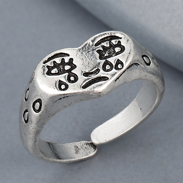 Regulowany pierścionek zwierząt z motywem królika, delfina i hipisowskiego stylu vintage, wykonany ręcznie z posrebrzanymi knuckles – prezent biżuteryjny dla kobiet i dziewcząt - Wianko - 63