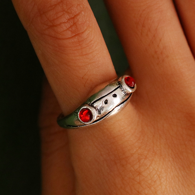 Regulowany pierścionek zwierząt z motywem królika, delfina i hipisowskiego stylu vintage, wykonany ręcznie z posrebrzanymi knuckles – prezent biżuteryjny dla kobiet i dziewcząt - Wianko - 120