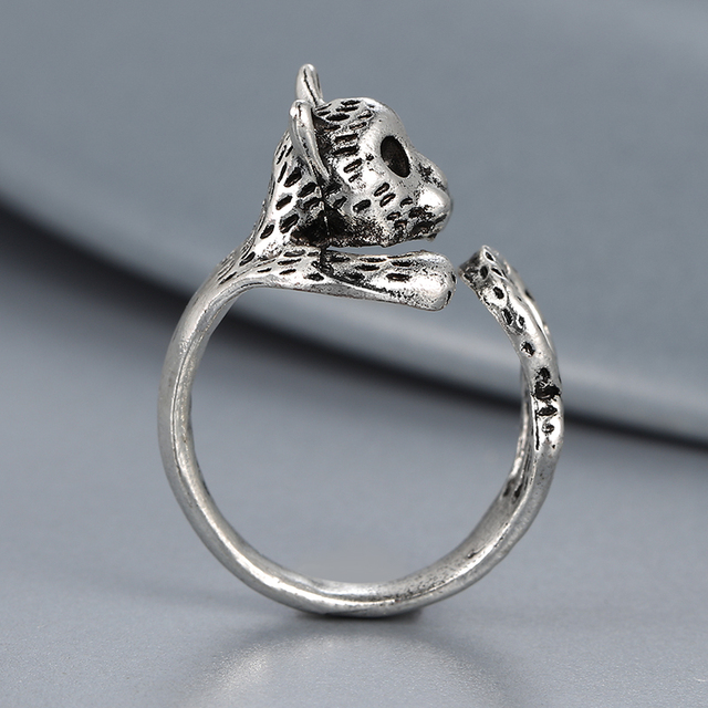 Regulowany pierścionek zwierząt z motywem królika, delfina i hipisowskiego stylu vintage, wykonany ręcznie z posrebrzanymi knuckles – prezent biżuteryjny dla kobiet i dziewcząt - Wianko - 13