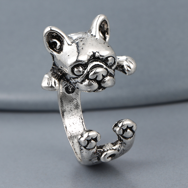 Regulowany pierścionek zwierząt z motywem królika, delfina i hipisowskiego stylu vintage, wykonany ręcznie z posrebrzanymi knuckles – prezent biżuteryjny dla kobiet i dziewcząt - Wianko - 81