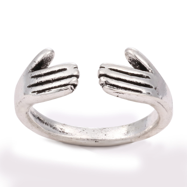 Regulowany pierścionek zwierząt z motywem królika, delfina i hipisowskiego stylu vintage, wykonany ręcznie z posrebrzanymi knuckles – prezent biżuteryjny dla kobiet i dziewcząt - Wianko - 80