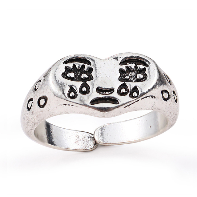 Regulowany pierścionek zwierząt z motywem królika, delfina i hipisowskiego stylu vintage, wykonany ręcznie z posrebrzanymi knuckles – prezent biżuteryjny dla kobiet i dziewcząt - Wianko - 66
