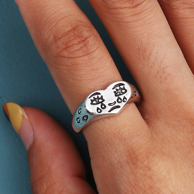 Regulowany pierścionek zwierząt z motywem królika, delfina i hipisowskiego stylu vintage, wykonany ręcznie z posrebrzanymi knuckles – prezent biżuteryjny dla kobiet i dziewcząt - Wianko - 60