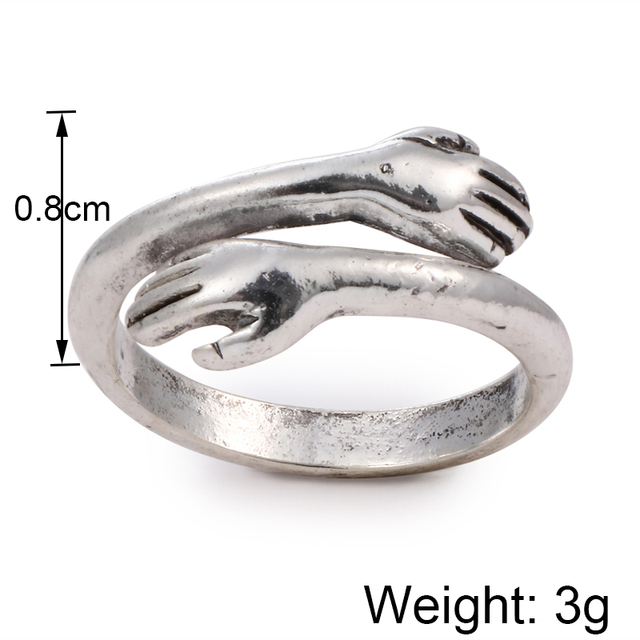 Regulowany pierścionek zwierząt z motywem królika, delfina i hipisowskiego stylu vintage, wykonany ręcznie z posrebrzanymi knuckles – prezent biżuteryjny dla kobiet i dziewcząt - Wianko - 100