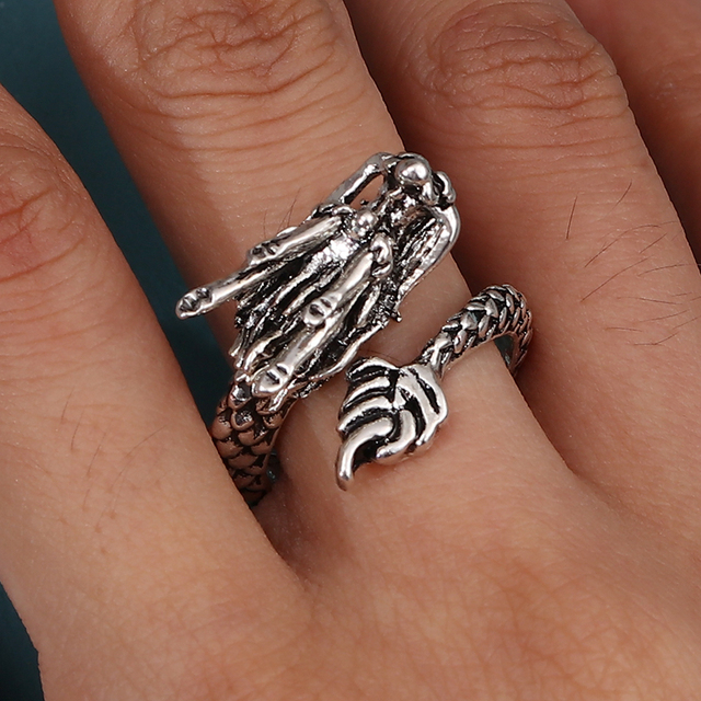 Regulowany pierścionek zwierząt z motywem królika, delfina i hipisowskiego stylu vintage, wykonany ręcznie z posrebrzanymi knuckles – prezent biżuteryjny dla kobiet i dziewcząt - Wianko - 33