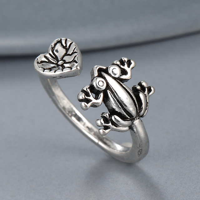 Regulowany pierścionek zwierząt z motywem królika, delfina i hipisowskiego stylu vintage, wykonany ręcznie z posrebrzanymi knuckles – prezent biżuteryjny dla kobiet i dziewcząt - Wianko - 9