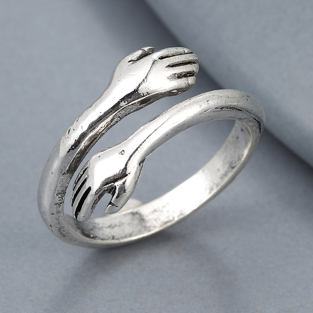 Regulowany pierścionek zwierząt z motywem królika, delfina i hipisowskiego stylu vintage, wykonany ręcznie z posrebrzanymi knuckles – prezent biżuteryjny dla kobiet i dziewcząt - Wianko - 98