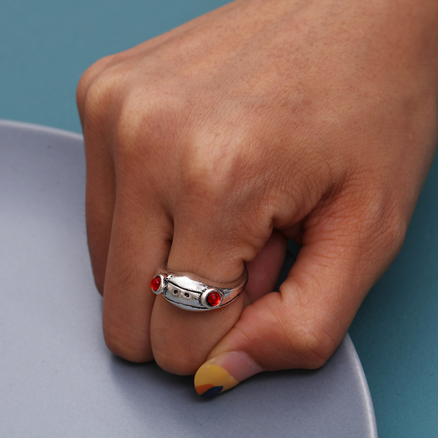 Regulowany pierścionek zwierząt z motywem królika, delfina i hipisowskiego stylu vintage, wykonany ręcznie z posrebrzanymi knuckles – prezent biżuteryjny dla kobiet i dziewcząt - Wianko - 118