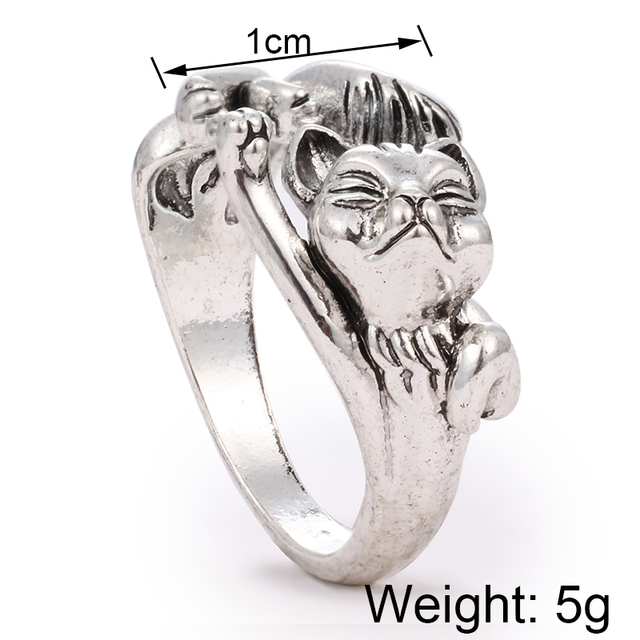 Regulowany pierścionek zwierząt z motywem królika, delfina i hipisowskiego stylu vintage, wykonany ręcznie z posrebrzanymi knuckles – prezent biżuteryjny dla kobiet i dziewcząt - Wianko - 93