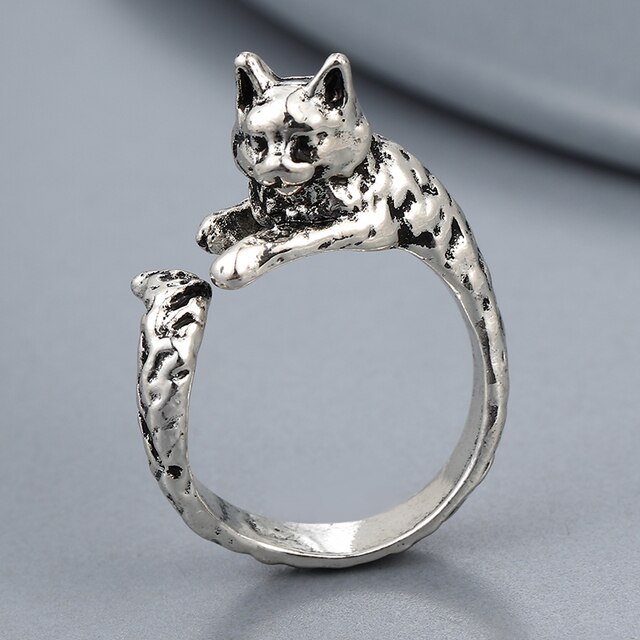 Regulowany pierścionek zwierząt z motywem królika, delfina i hipisowskiego stylu vintage, wykonany ręcznie z posrebrzanymi knuckles – prezent biżuteryjny dla kobiet i dziewcząt - Wianko - 102