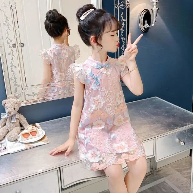Suknia Hanfu 2021 dla dziewczynek w stylu chińskim, czerwona, dla wieku 4-10 lat - Wianko - 1