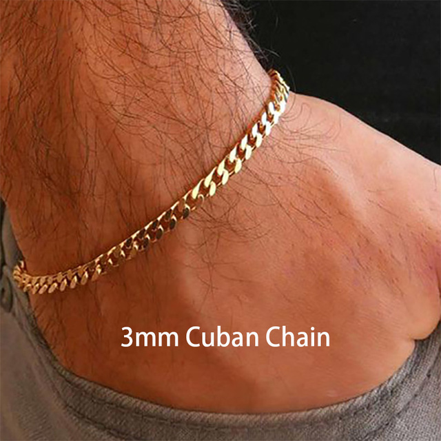Personalizowana bransoletka stalowa z tabliczką znamionową - złoty kolor, 3mm kubański łańcuch - Wianko - 6