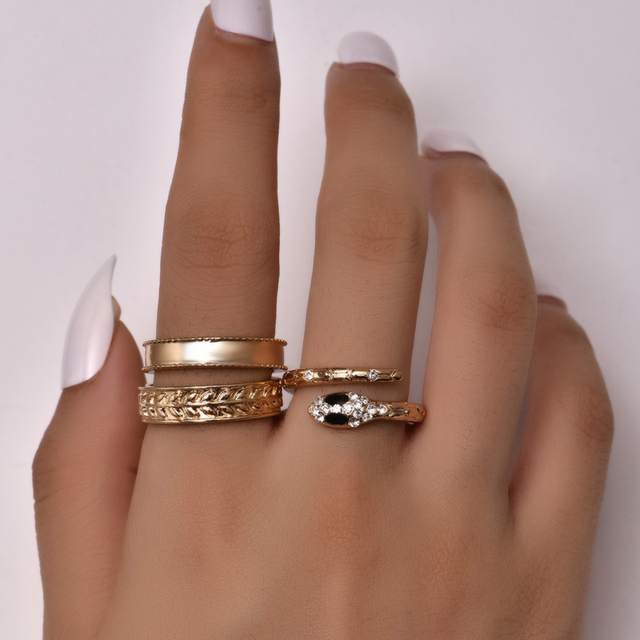 Nowoczesne, geometria pierścionków metalu punk w zestawie dla kobiet z designerskim wzornictwem muszli - Rock Style biżuteria - Wianko - 42