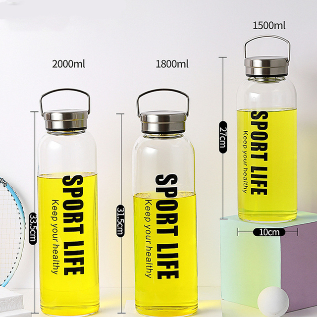 Sportowa butelka na wodę z obudową ochronną - duża pojemność 1500ml / 1800ml / 2000ml - wysokiej jakości - Wianko - 1
