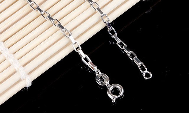 Naszyjnik ze srebra 925 łańcuszek Box Chain dla mężczyzn i kobiet prezent urodzinowy - Wianko - 2