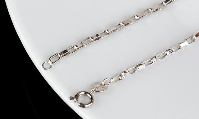 Naszyjnik ze srebra 925 łańcuszek Box Chain dla mężczyzn i kobiet prezent urodzinowy - Wianko - 5
