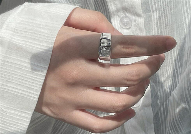 Elegancki pierścionek kobiecy z błyszczącymi kryształami, srebro próby 925, regulowany rozmiar - Wianko - 21