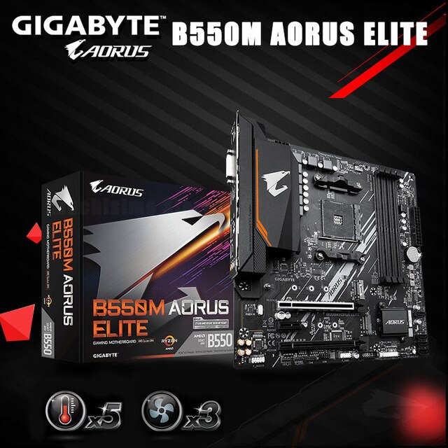 Płyta główna GIGABYTE B550M AORUS ELITE z gniazdem AM4, obsługą DDR4, HDMI, PCI-E 4.0 i M.2, kompatybilna z AMD B550, OverLocking, 128GB - Wianko - 1