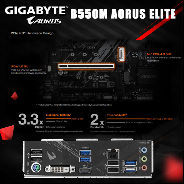 Płyta główna GIGABYTE B550M AORUS ELITE z gniazdem AM4, obsługą DDR4, HDMI, PCI-E 4.0 i M.2, kompatybilna z AMD B550, OverLocking, 128GB - Wianko - 3