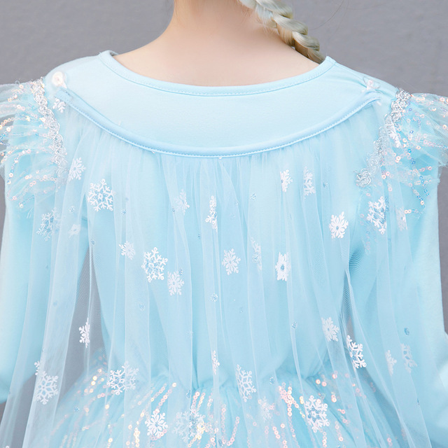 Sukienka mrożonej księżniczki Elsy z płaszczem śniegu - jesienne ubranie dla nastoletnich dziewcząt, idealne na ładne imprezy i urodziny - Wianko - 10