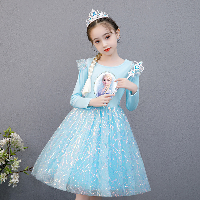 Sukienka mrożonej księżniczki Elsy z płaszczem śniegu - jesienne ubranie dla nastoletnich dziewcząt, idealne na ładne imprezy i urodziny - Wianko - 8