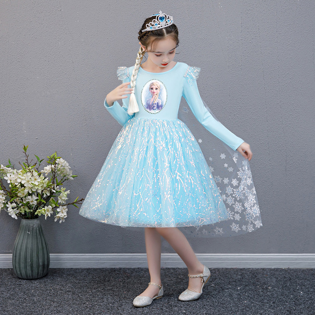 Sukienka mrożonej księżniczki Elsy z płaszczem śniegu - jesienne ubranie dla nastoletnich dziewcząt, idealne na ładne imprezy i urodziny - Wianko - 5