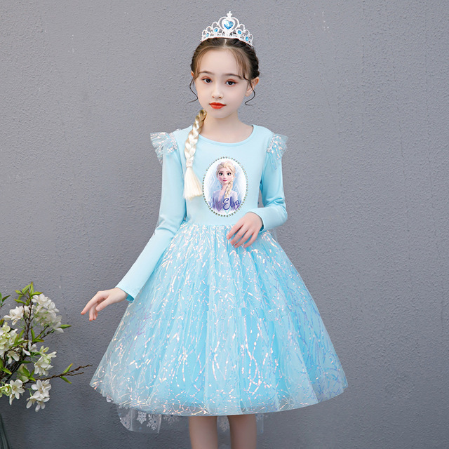 Sukienka mrożonej księżniczki Elsy z płaszczem śniegu - jesienne ubranie dla nastoletnich dziewcząt, idealne na ładne imprezy i urodziny - Wianko - 7