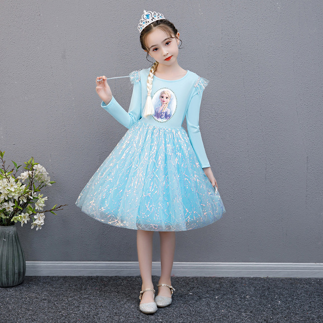 Sukienka mrożonej księżniczki Elsy z płaszczem śniegu - jesienne ubranie dla nastoletnich dziewcząt, idealne na ładne imprezy i urodziny - Wianko - 6