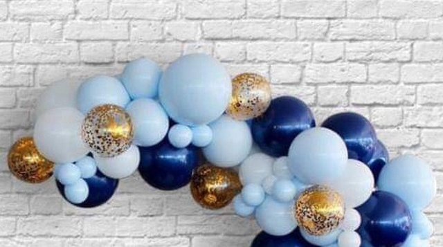 151 sztuk niebieskich, granatowych i białych latexowych balonów z konfetti i złotymi dodatkami - diy balon Garland na ślub, urodziny i przyjęcie baby shower - Wianko - 3