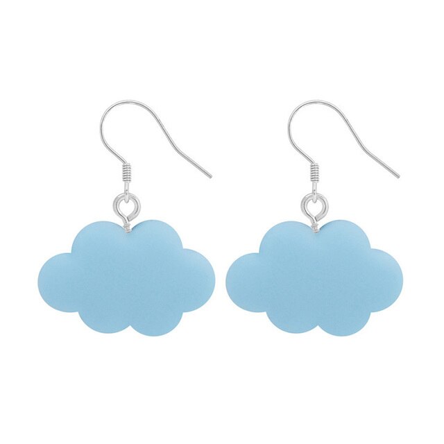 Kolczyki wiszące niebiesko-białe w koreańskim stylu - słodkie i proste spadające chmury - Wianko - 6