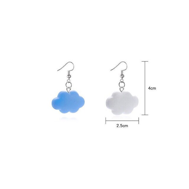 Kolczyki wiszące niebiesko-białe w koreańskim stylu - słodkie i proste spadające chmury - Wianko - 1