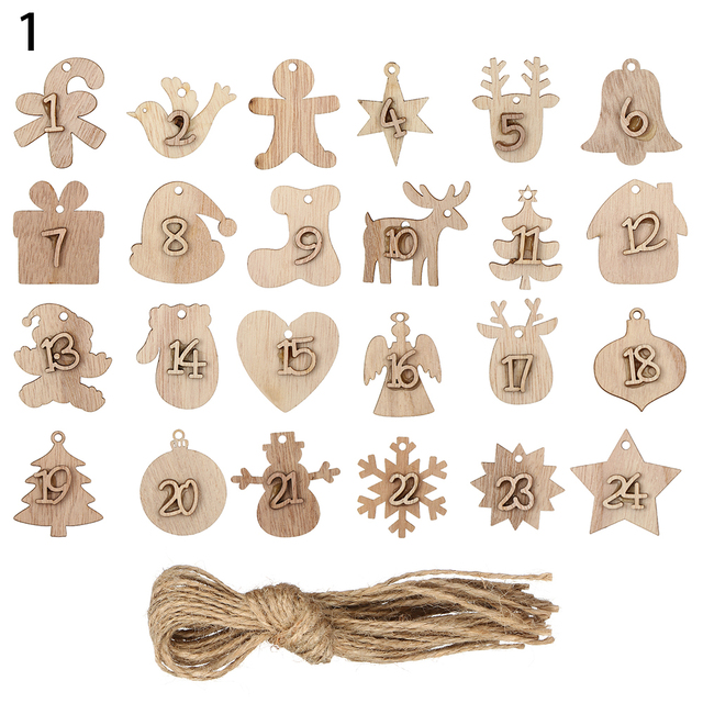Drewniane naszyjniki - kalendarz adwentowy świąteczny DIY (24 sztuki) - Wianko - 8