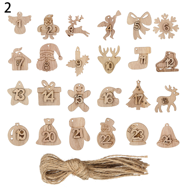 Drewniane naszyjniki - kalendarz adwentowy świąteczny DIY (24 sztuki) - Wianko - 9