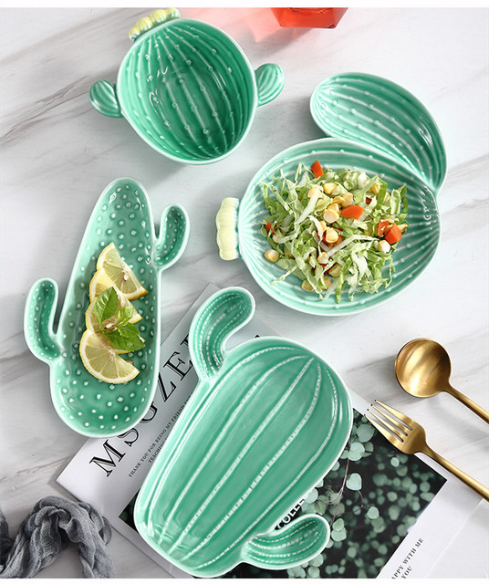 Naczynie kuchenne ceramiczne z kaktusem - płyta, miska na sos, miska na przekąski, talerz na owoce - Wianko - 9