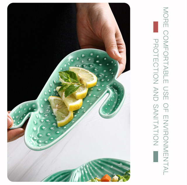 Naczynie kuchenne ceramiczne z kaktusem - płyta, miska na sos, miska na przekąski, talerz na owoce - Wianko - 8