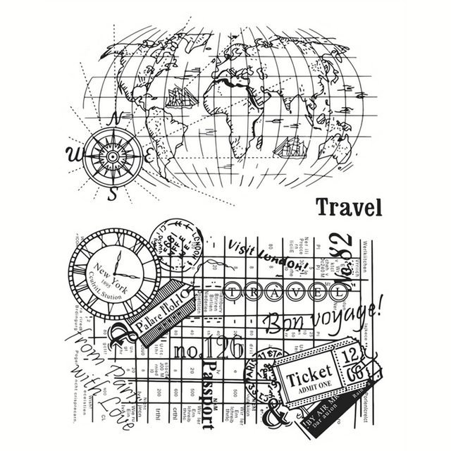 Elegancki przezroczysty stempel z vintage mapą turystyczną do Bullet Journal i scrapbookingu - Wianko - 1