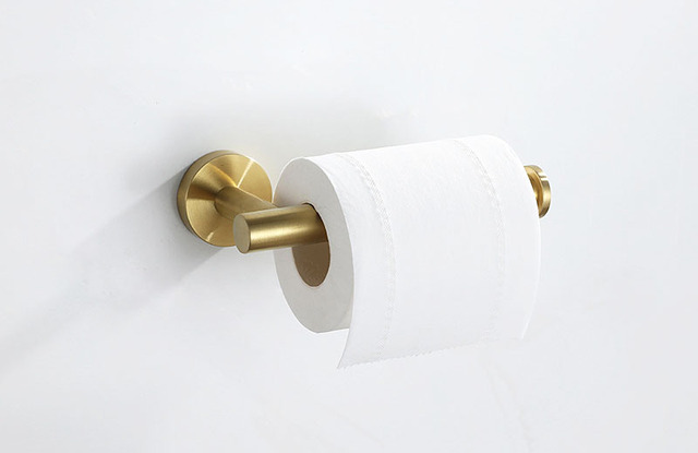 Zestaw 3 elementów do łazienki ze stali nierdzewnej - wieszak na ręczniki, pręty mocujące do ściany w kolorze szczotkowanego złota, czarnego lub lustrzanego - Wianko - 2